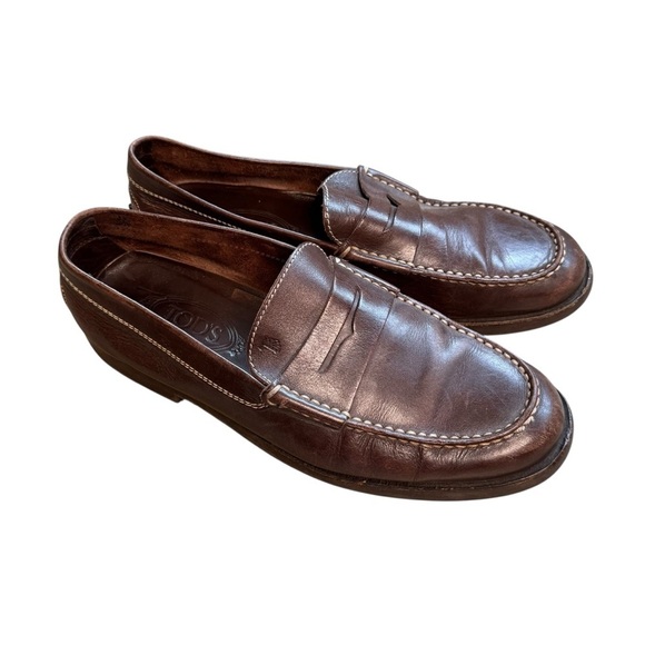 Tod\'s Brown Suede Leather Mens 9 Casual Driving Penny Loafer Dress Shoes S3 main image 9